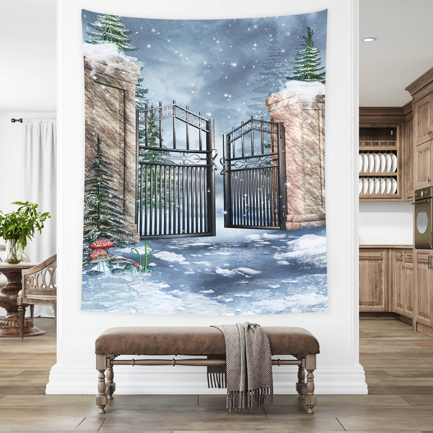 Fantasy Winter Snow Gate Forest Backdrop UK M11-52