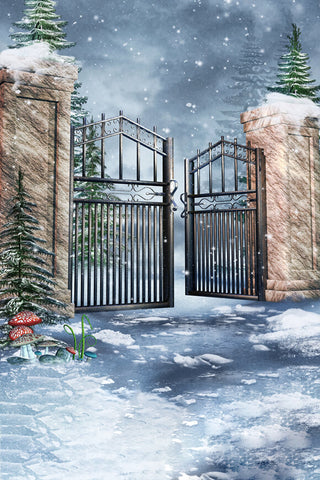 Fantasy Winter Snow Gate Forest Backdrop UK M11-52