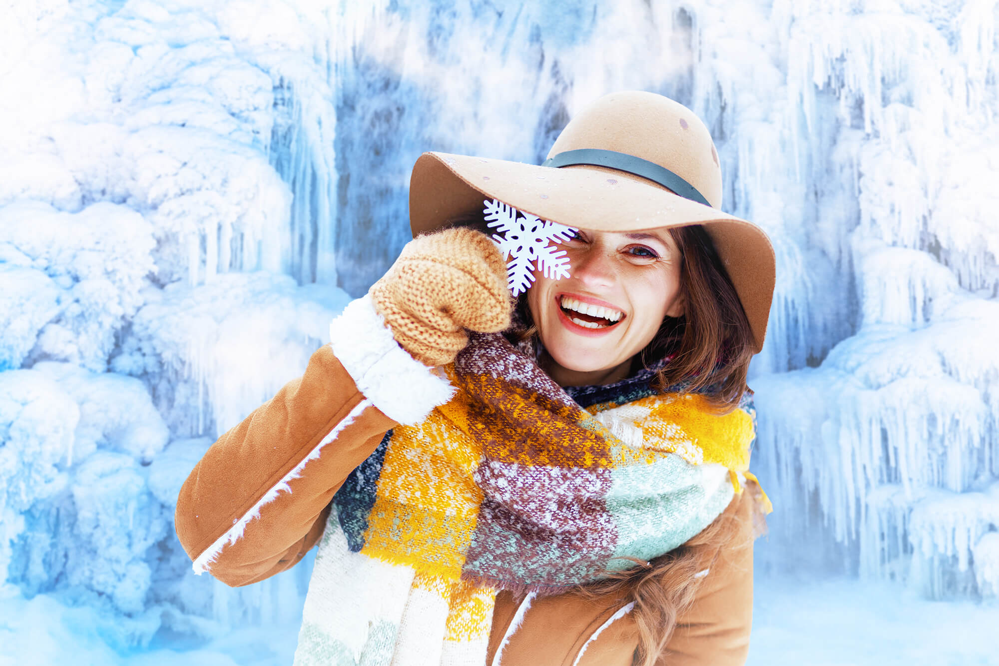 Winter Frozen Waterfall Photography Backdrop UK M11-54