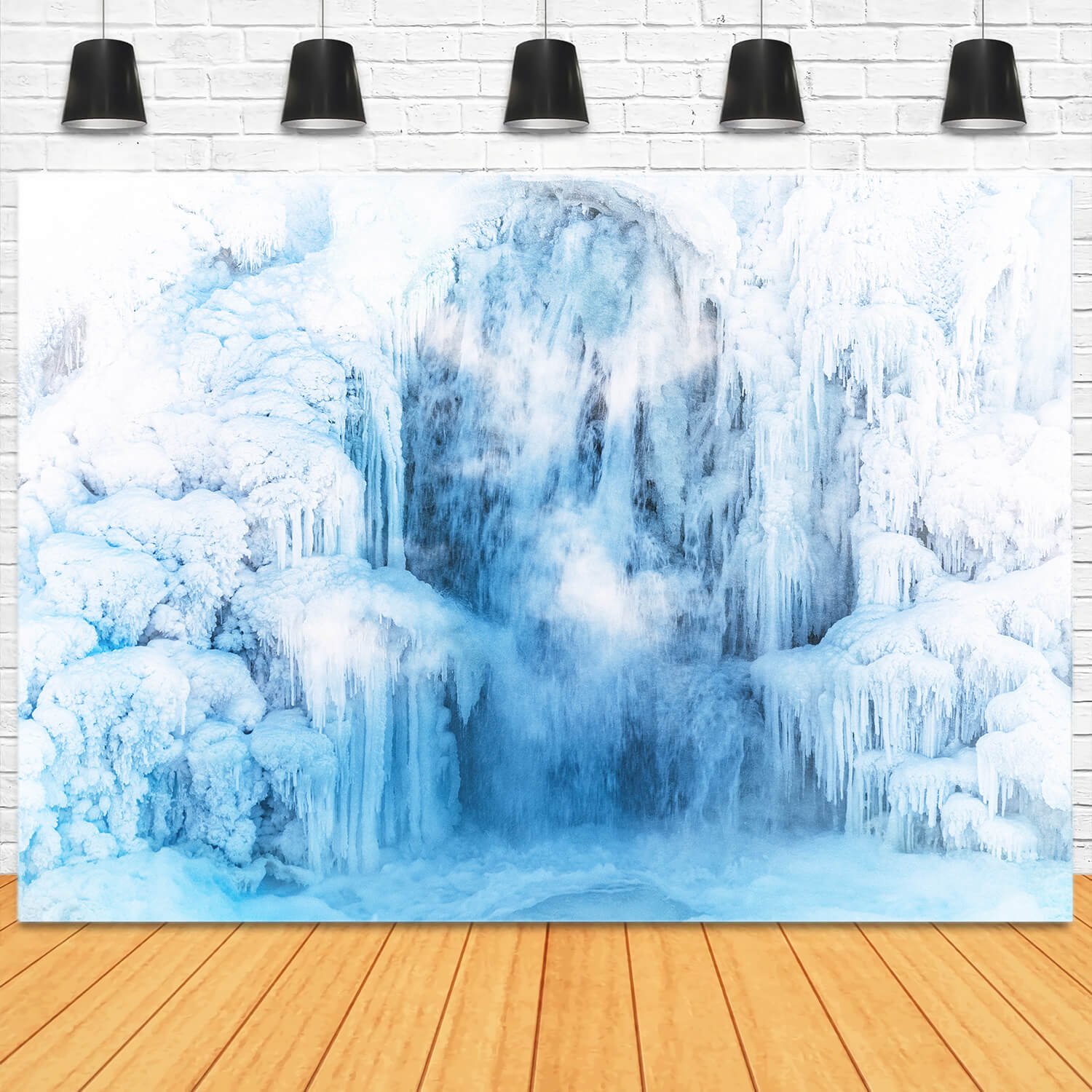 Winter Frozen Waterfall Photography Backdrop UK M11-54