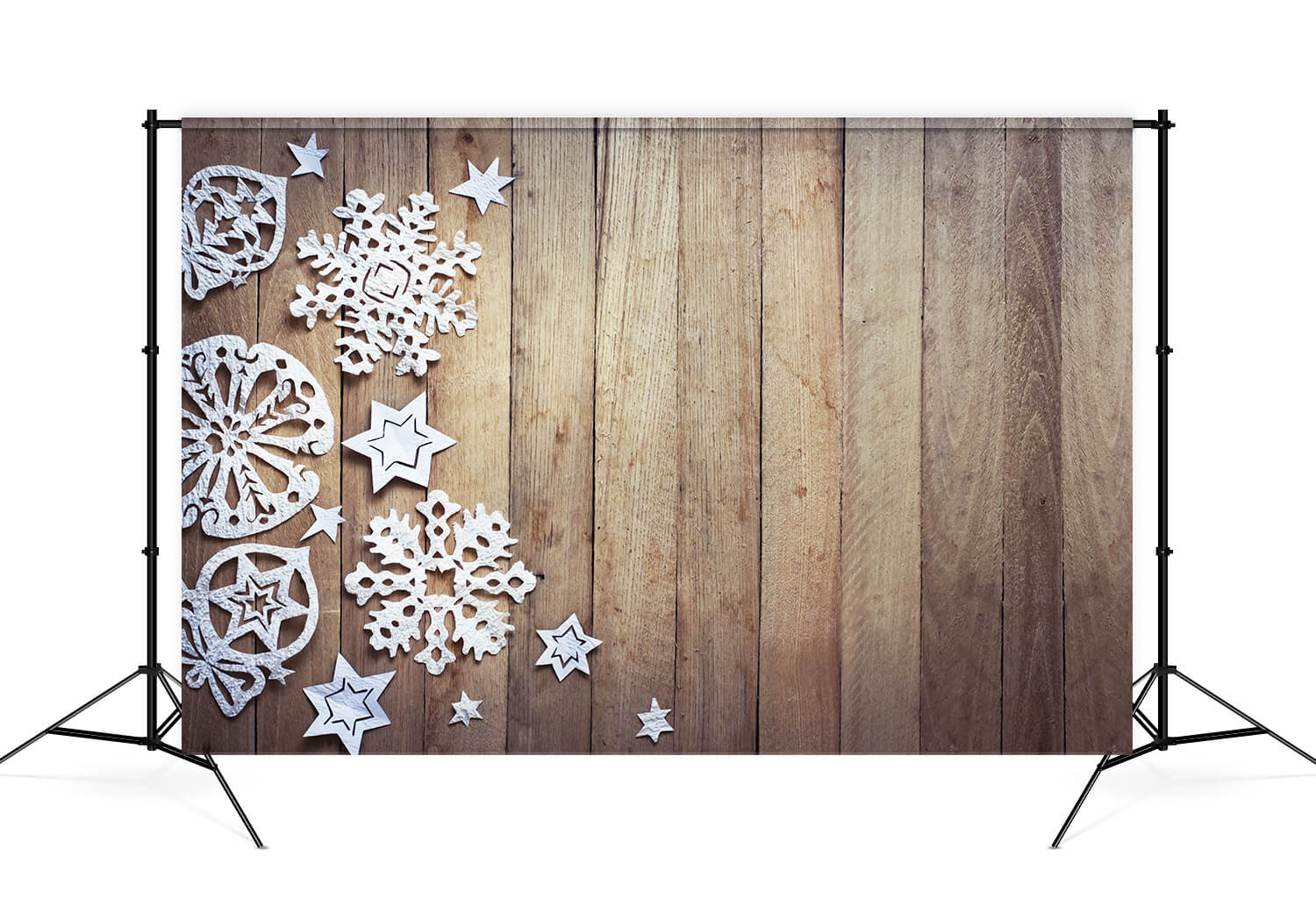 Rustic Snowflakes Wood Photography Backdrop UK M11-55