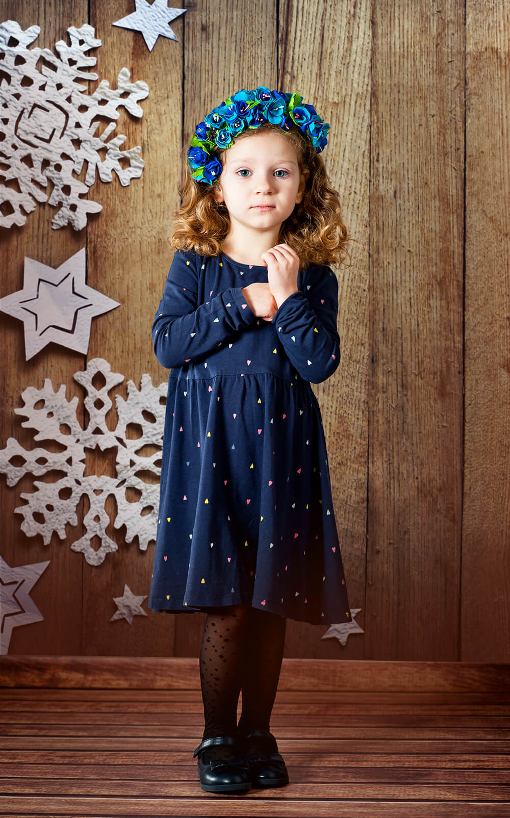 Rustic Snowflakes Wood Photography Backdrop UK M11-55