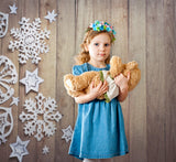 Rustic Snowflakes Wood Photography Backdrop UK M11-55