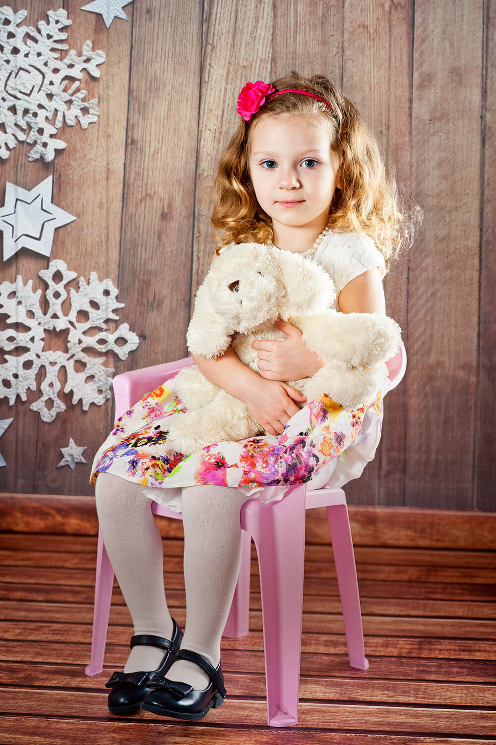 Rustic Snowflakes Wood Photography Backdrop UK M11-55