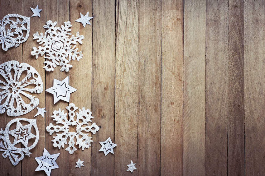 Rustic Snowflakes Wood Photography Backdrop UK M11-55