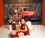 Christmas Gift Red Truck Backdrop for Photography UK M11-56