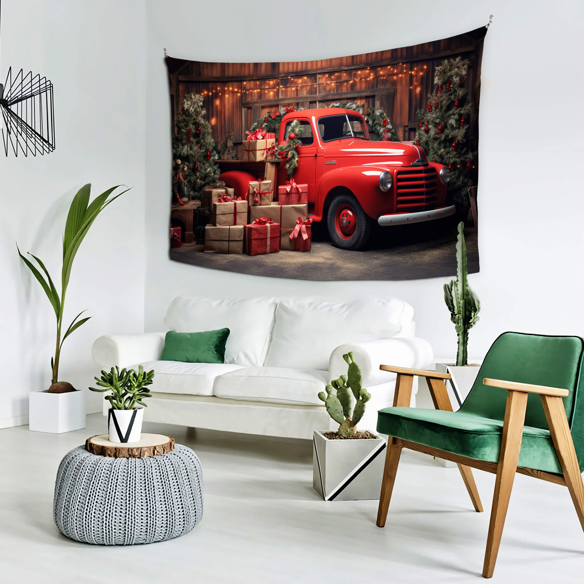 Christmas Gift Red Truck Backdrop for Photography UK M11-56