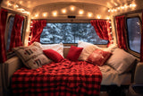Christmas Decorated Red Camper Van Backdrop UK M11-58