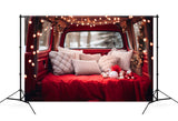 Winter Christmas Red Truck Studio Backdrop UK M11-59