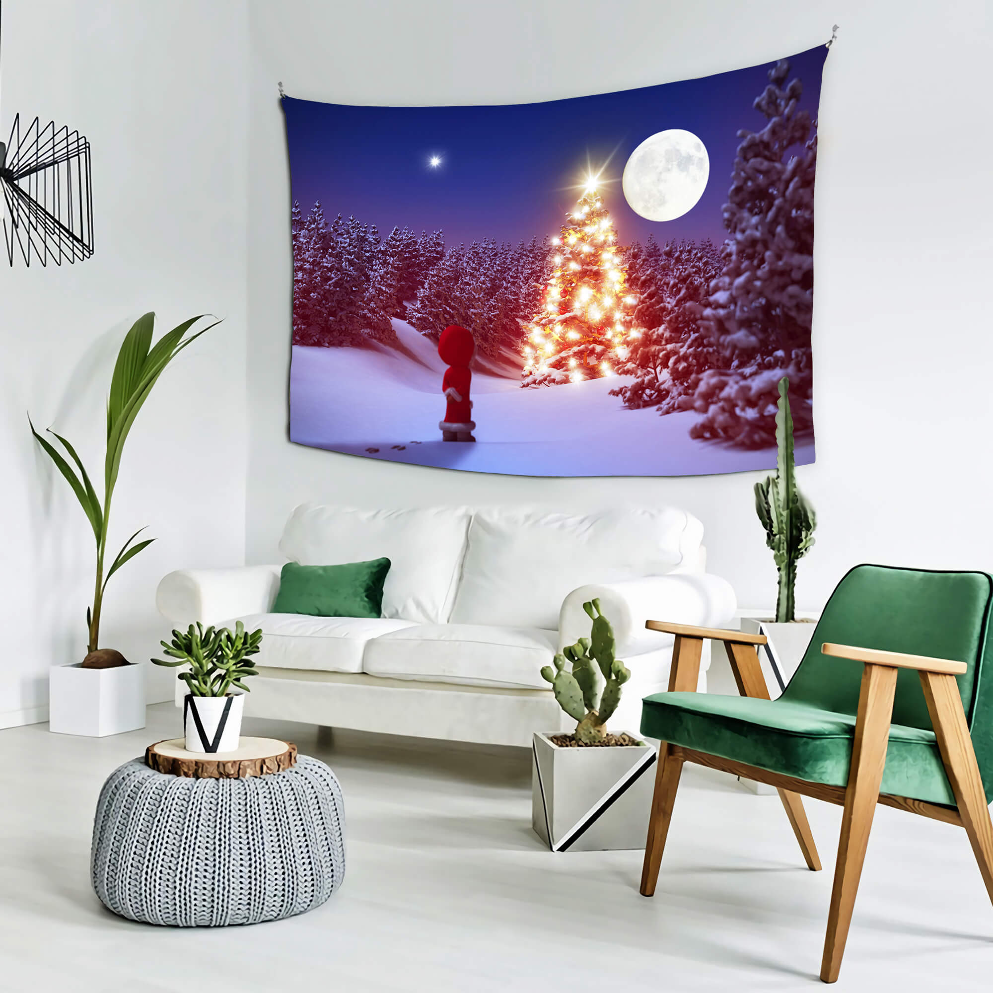 Winter Snowy Forest Night Moon Backdrop UK M11-61