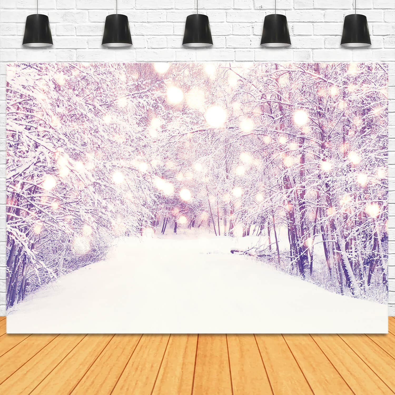 Winter Snowy Forest Path Landscape Backdrop UK M11-62