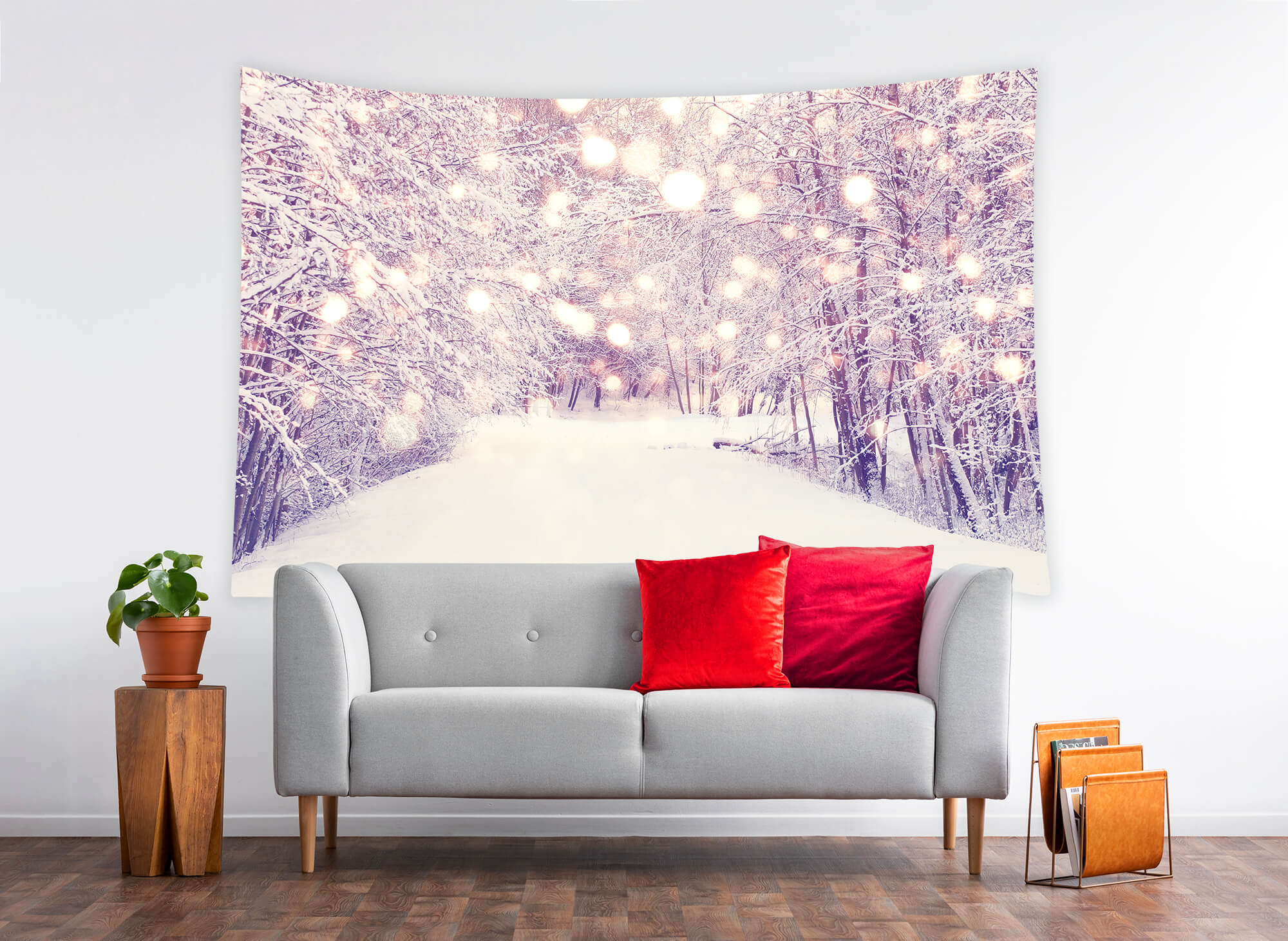 Winter Snowy Forest Path Landscape Backdrop UK M11-62