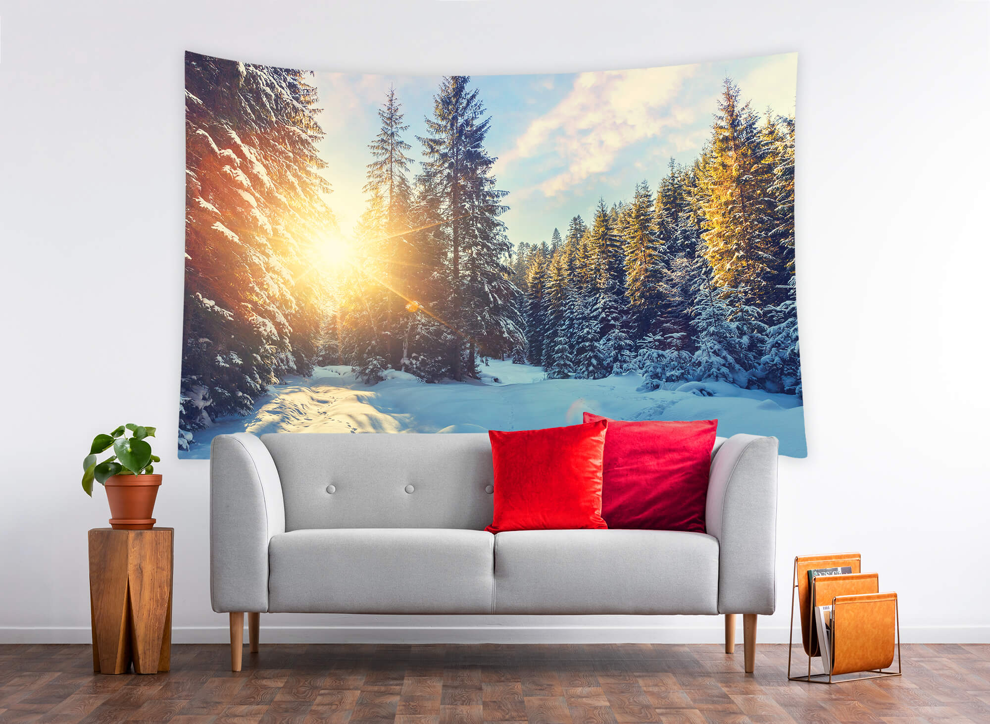 Winter Forest Snow Sunshine Scenery Backdrop UK M11-63