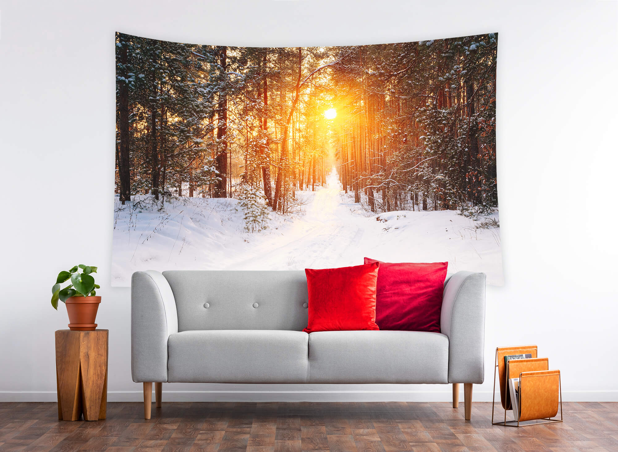 Winter Forest Sunrise Glow Landscape Backdrop UK M11-65