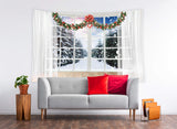 Christmas Window Snow Forest View Backdrop UK M11-66