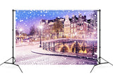 Snowy Winter City Night View Backdrop UK M11-69