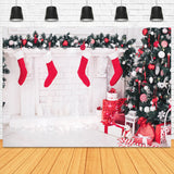 Christmas Tree Fireplace Socks Gift Box Backdrop UK M11-72