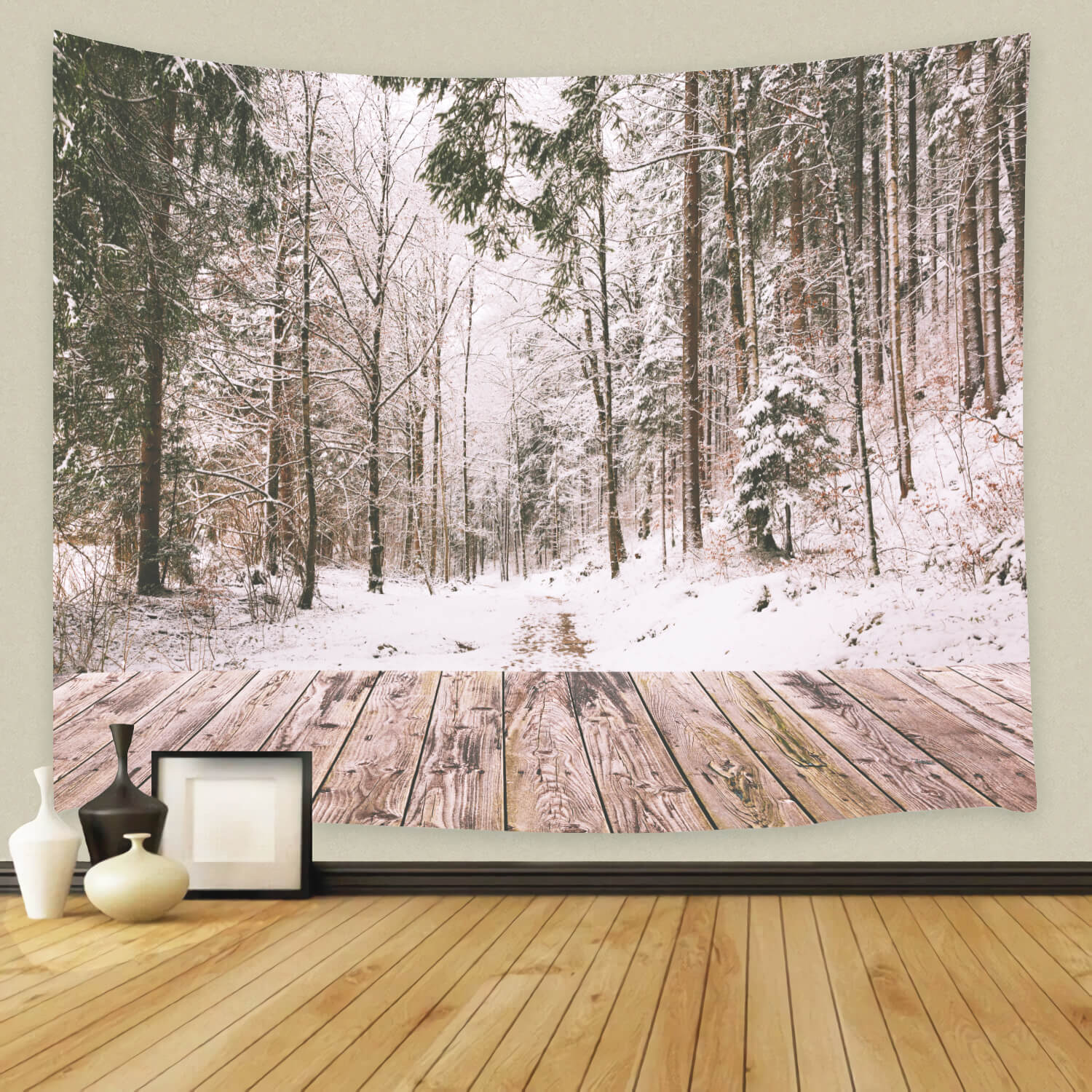 Winter Snow Forest Landscape Wood Backdrop UK M11-73