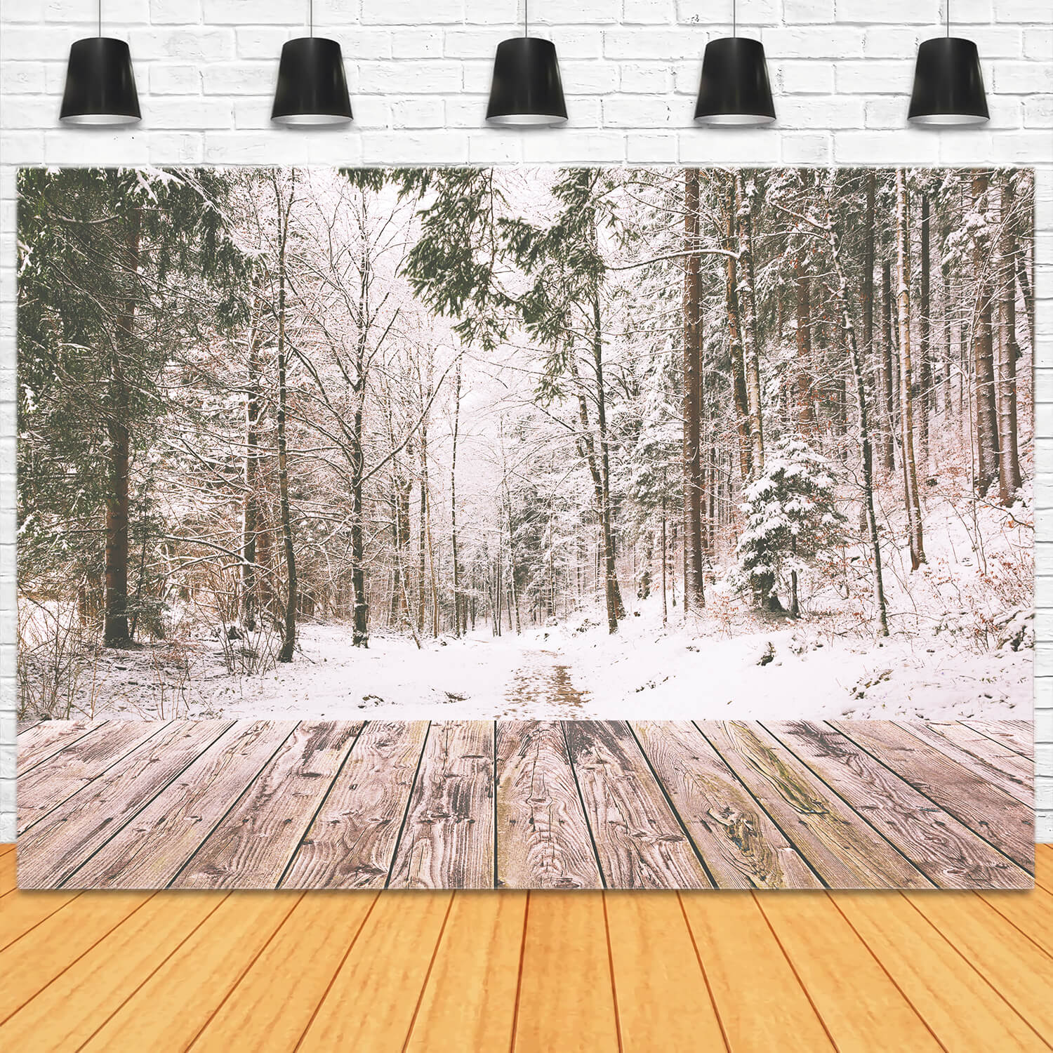 Winter Snow Forest Landscape Wood Backdrop UK M11-73