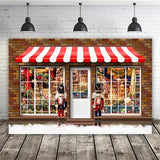Nutcracker Toy Store Street View Fairytale Style Brick Wall Christmas Backdrop M12-04