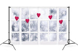 Winter Snowflakes French window Hanging Hearts Romantic Backdrop M12-07