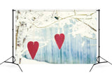 Winter Snowy Tree Branch Hanging Love Wooden Plaque Romantic Backdrop M12-08