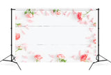Valentine Pink Roses Scattered Petals White Floor Romantic Backdrop M12-10
