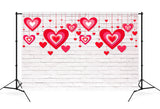 Valentine's Day Red Heart Decoration white brick wall Backdrop M12-13