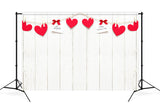 Valentine's Day White Shiplap Wall Red Heart Post-It Notes Bow Backdrop M12-16