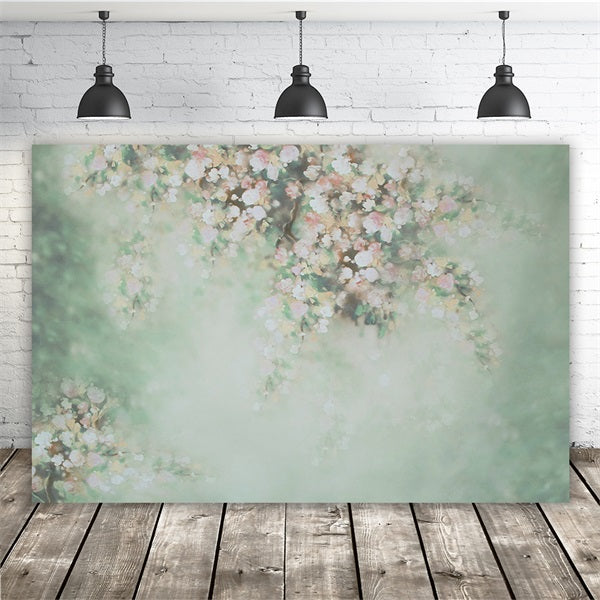 Abstract Elegant Pale Flower Fresh Green Backdrop M12-37