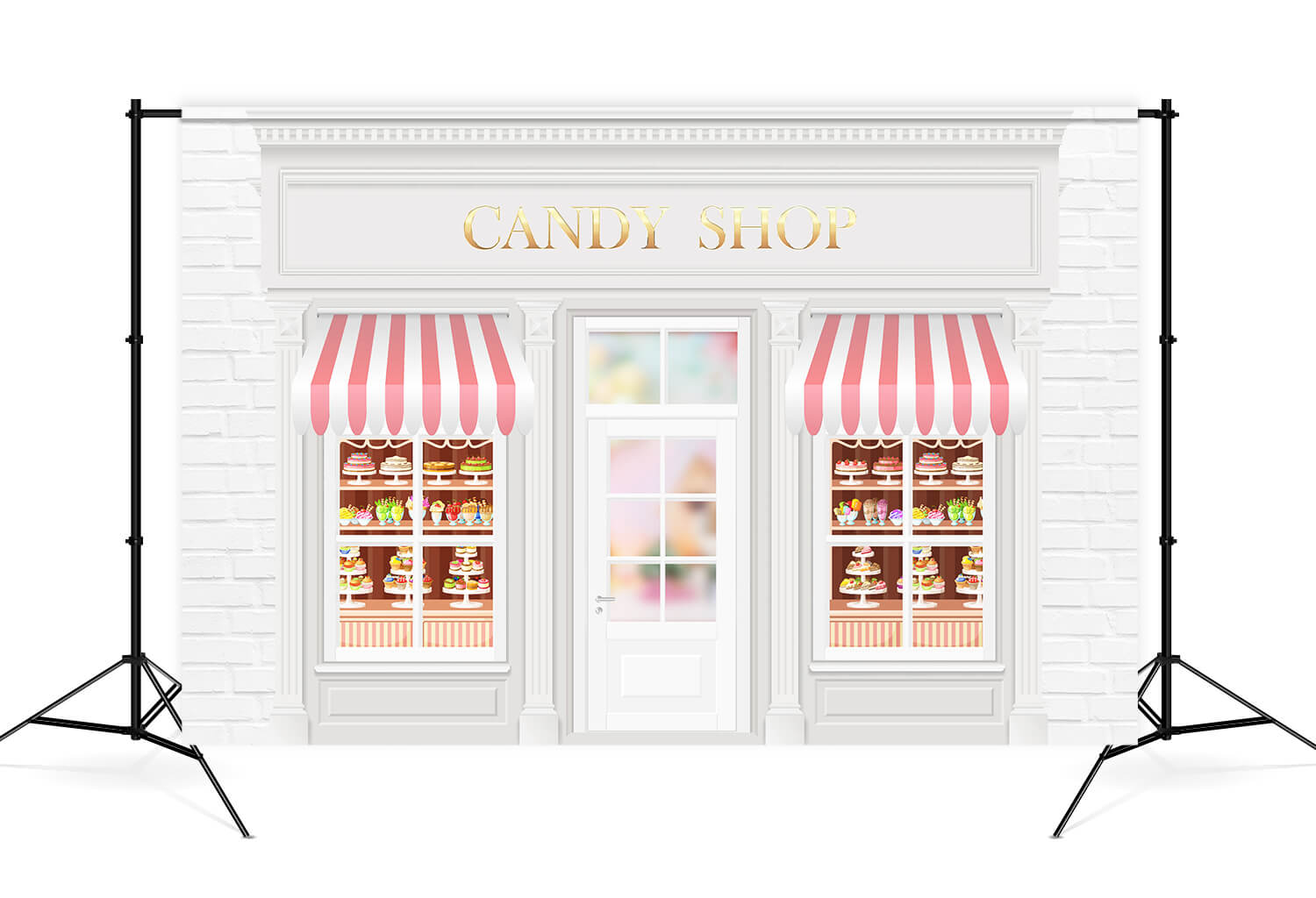 Valentine's Day Sweet Cupid Candy Cake Shop White Brick Wall Backdrop M12-45