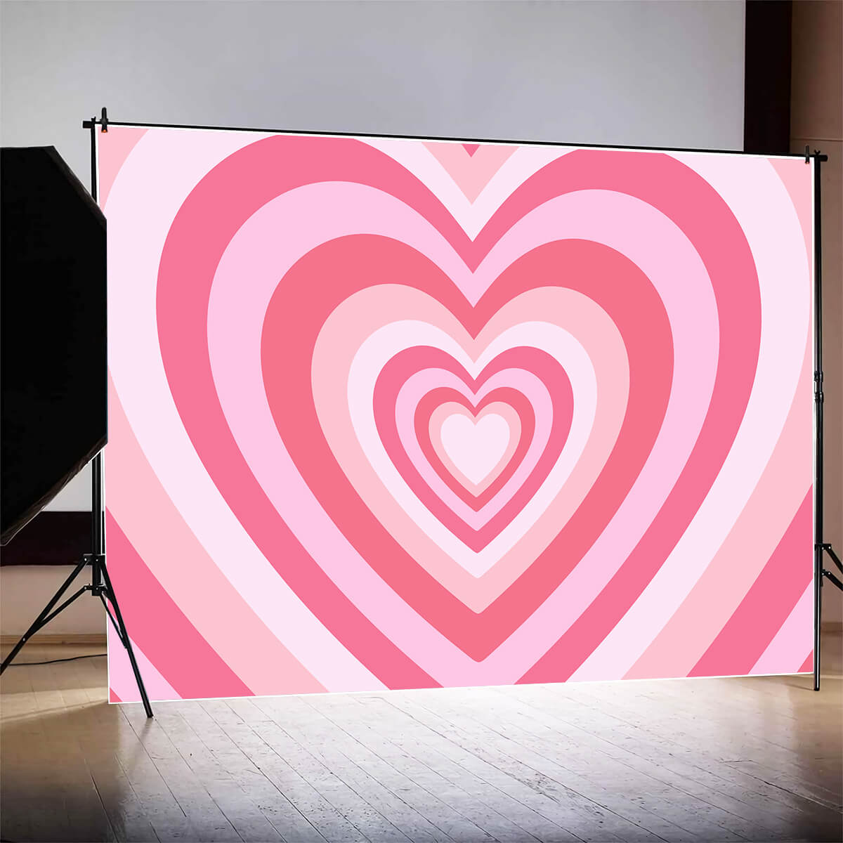 Valentine's Day Psychedelic Ombre Pink Multi Heart Backdrop M12-46