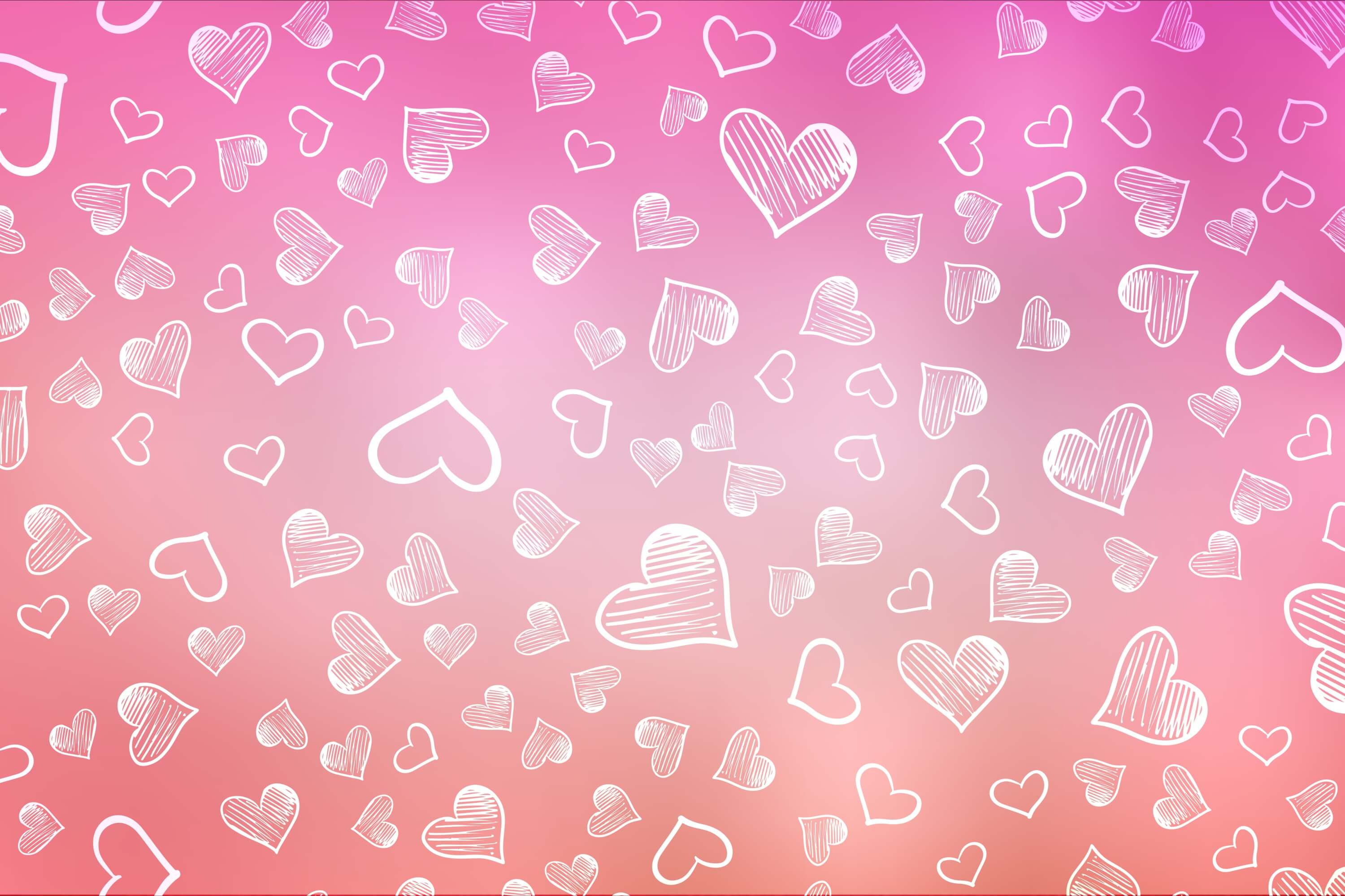 Valentine's Day Gradient Pink White Chalk Doodle Small Heart Backdrop M12-47