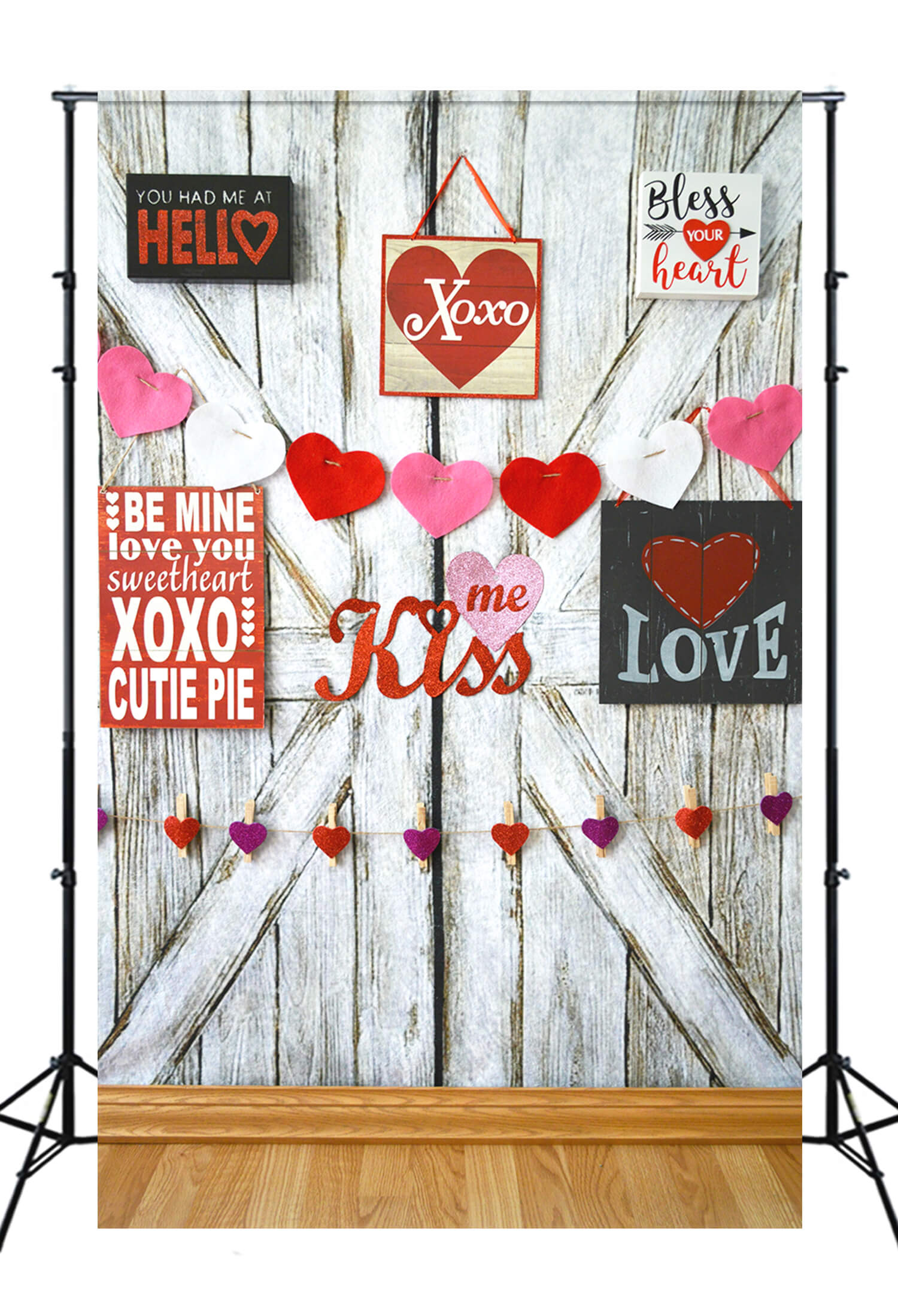 Valentine's Day Heart Decorative Wall Romantic Text Barn Door Backdrop M12-51