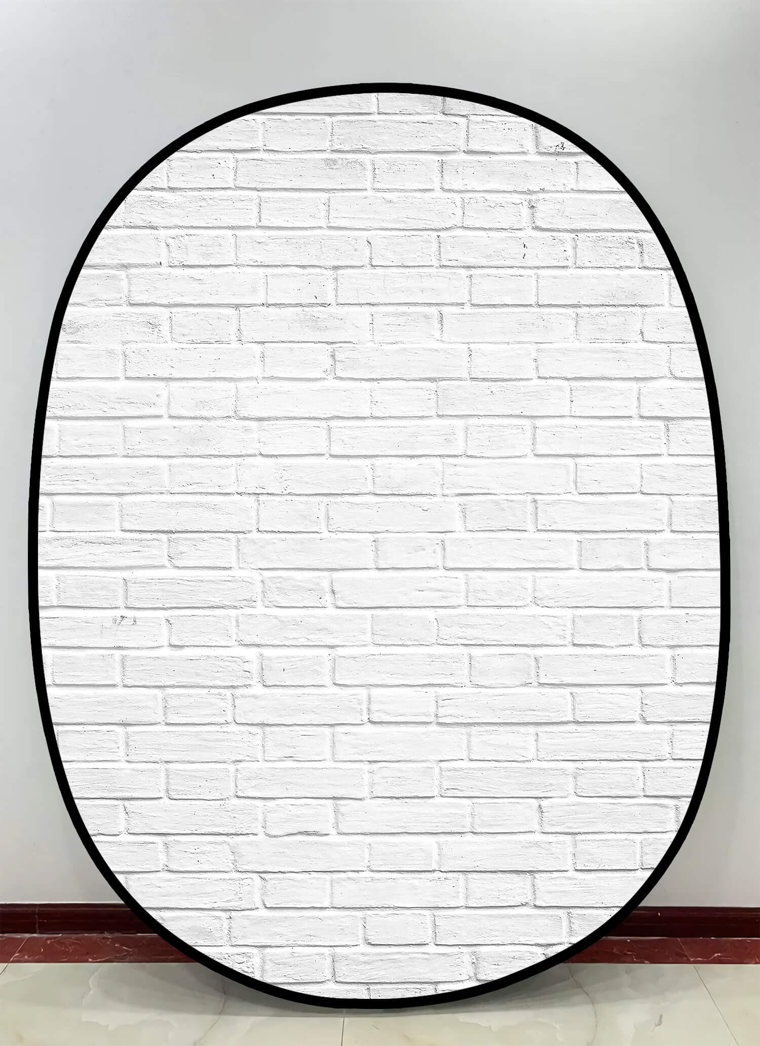 Collapsible Light Grey/White Brick Wall Double-sided Backdrop 5x6.5ft M12-78