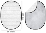 Collapsible Light Grey/White Brick Wall Double-sided Backdrop 5x6.5ft M12-78