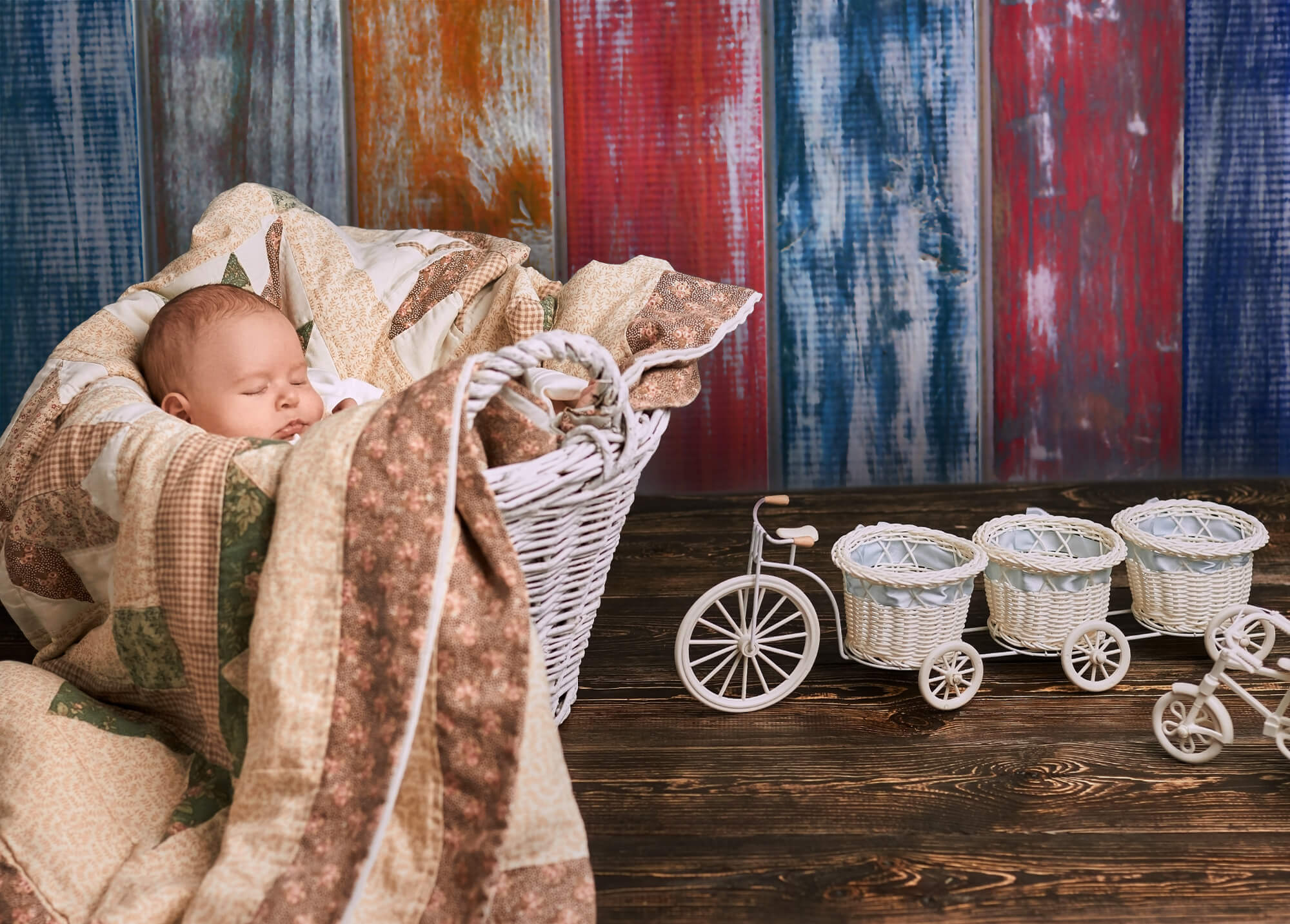 Colorful Stripes Chalk Painted Wood Backdrop UK M5-108