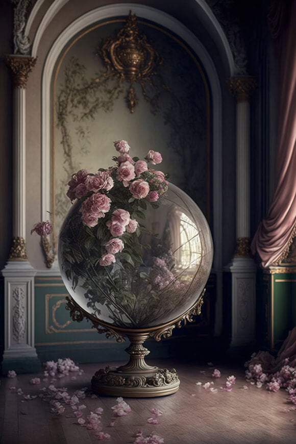 Crystal Ball Flower Classic Room Backdrop UK M5-11