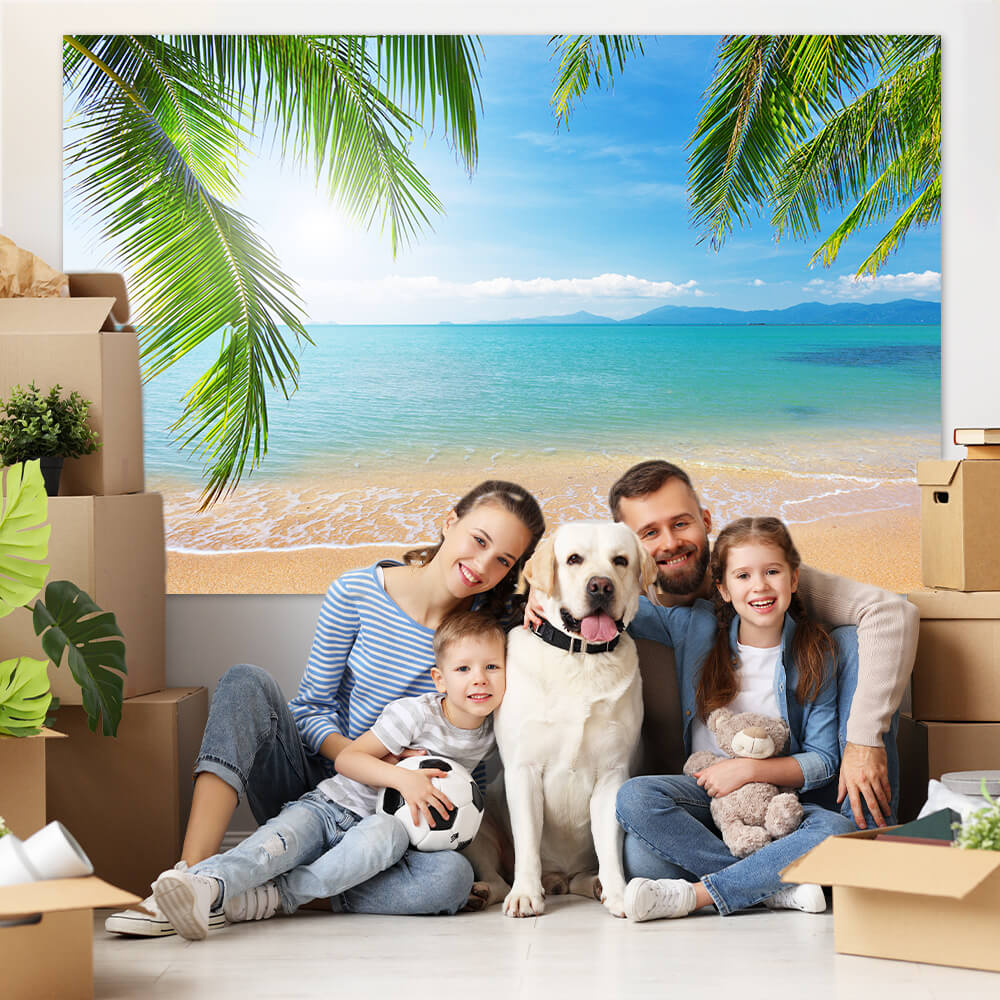 Palm Tree Tropical Beach Photography Backdrop UK M5-117