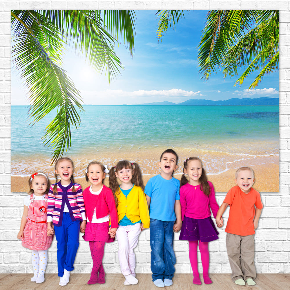 Palm Tree Tropical Beach Photography Backdrop UK M5-117