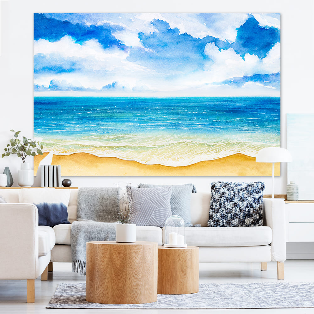 Hand-drawn Watercolor Ocean Waves Backdrop UK M5-120