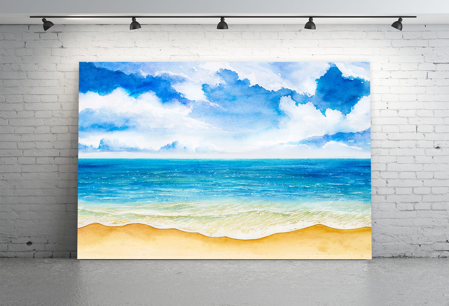 Hand-drawn Watercolor Ocean Waves Backdrop UK M5-120