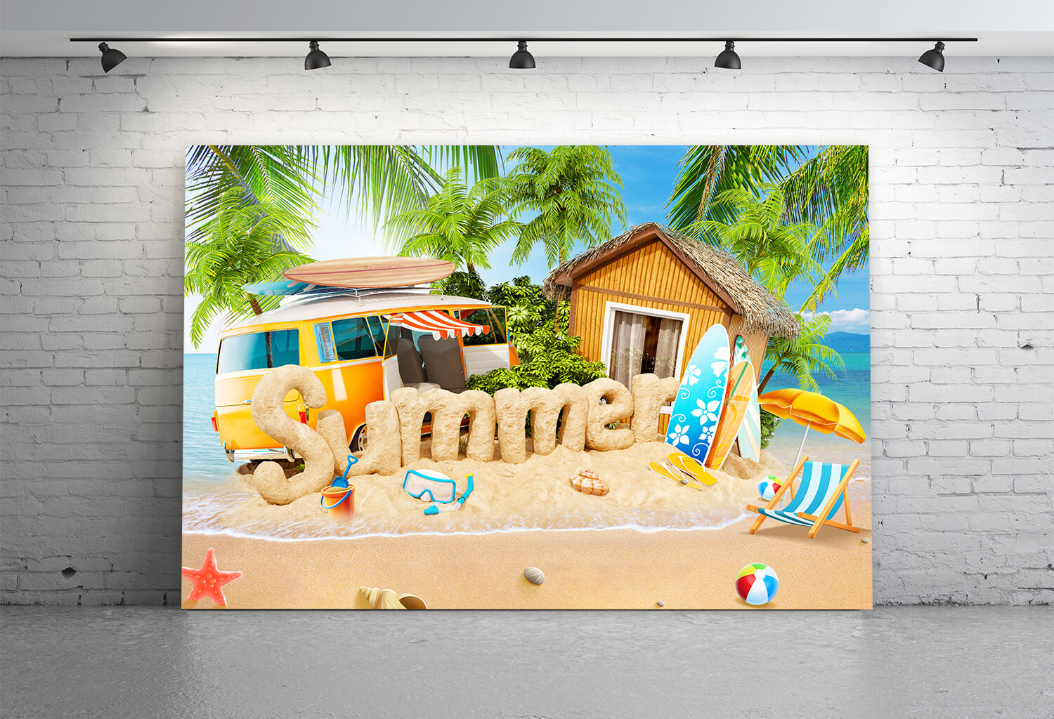 Summer Beach Sand Tropical Island Backdrop UK M5-124