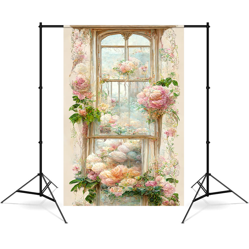 Floral Window Oil Painting Fine Art Backdrop UK M5-149