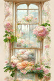 Floral Window Oil Painting Fine Art Backdrop UK M5-149