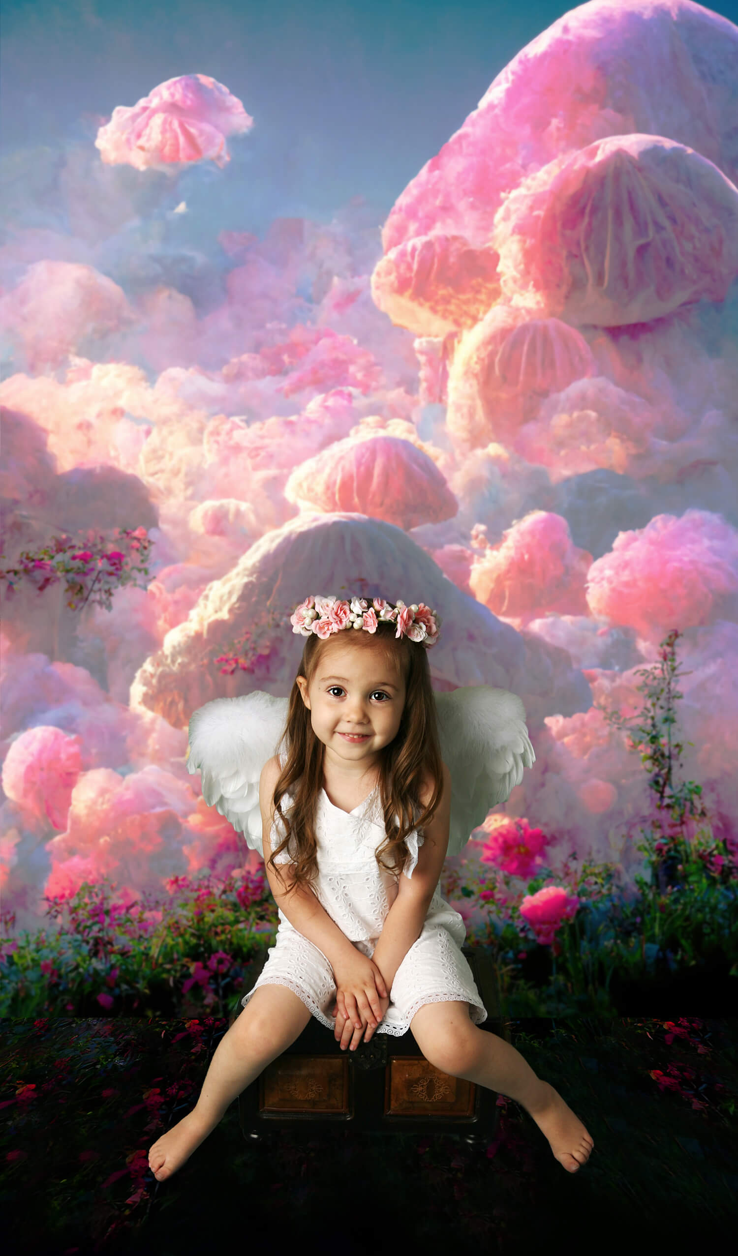 Fantasy Pink Mushroom House Castle Backdrop UK M5-151