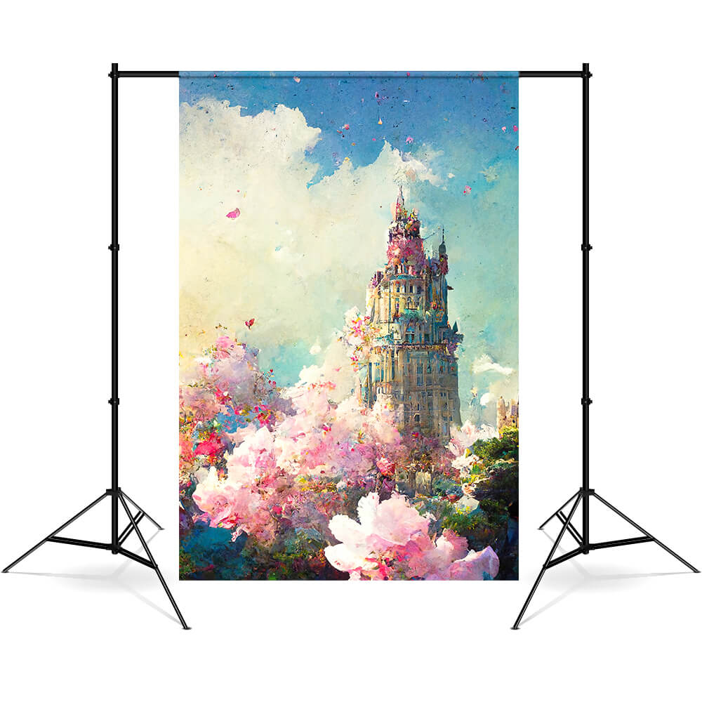 Flowers Garden Castle Fine Art Backdrop UK M5-153