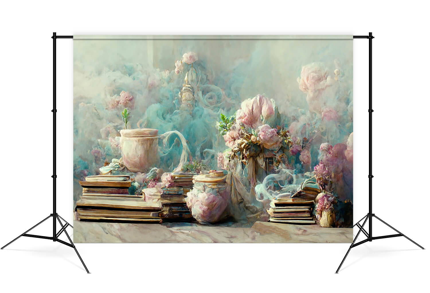 Art Painting Afternoon Tea Book Flower Backdrop UK M5-155