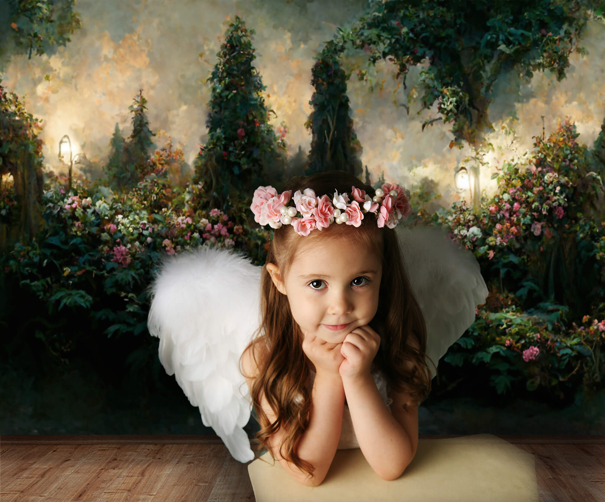 Fairy Garden Oil Painting Flower Backdrop UK M5-157