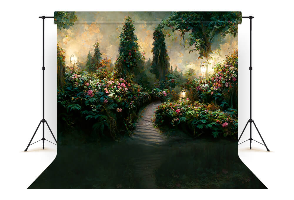 Fairy Garden Oil Painting Flower Backdrop UK M5-157